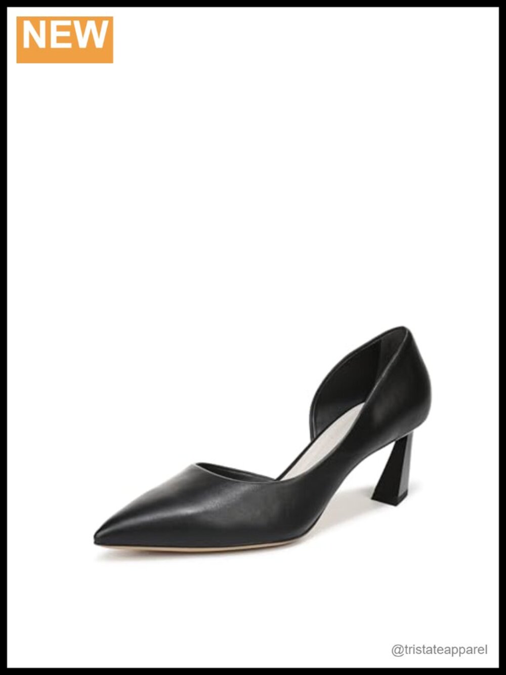 Leather Pump Pointed Toe Flare Heel Low Profile Elegant Dress Shoe